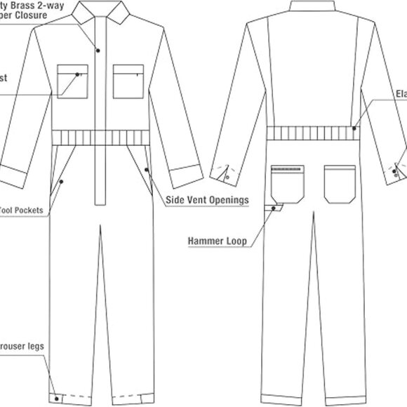 Men's Long Sleeve Stain & Wrinkle Resistant Work Coveralls with Pockets Sz XL - Picture 8 of 9